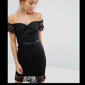 NWT Chi Chi London Curve Black Lace Dress